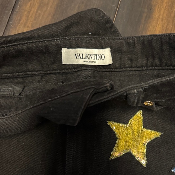 Valentino Black Mini Skirt with Yellow, Blue, Green & Brown Star Patches - Picture 2 of 4